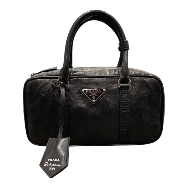 プラダ PRADA トライアングルロゴ 2WAY ハンドバッグ ブラック/SV金具 ナイロン ナッパレザー ユニセックス ハンドバッグ