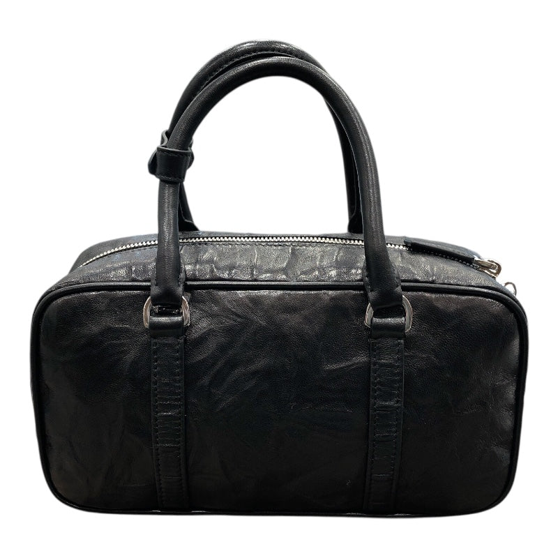 プラダ PRADA トライアングルロゴ 2WAY ハンドバッグ ブラック/SV金具 ナイロン ナッパレザー ユニセックス ハンドバッグ