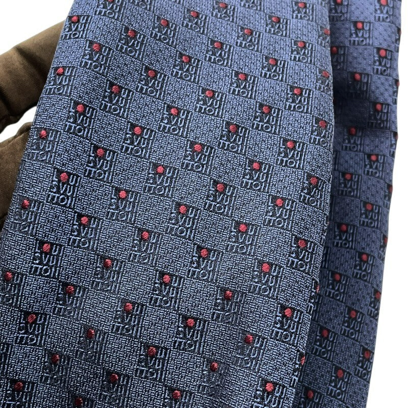 ルイ・ヴィトン LOUIS VUITTON ダミエ柄 シルクネクタイ ネイビー