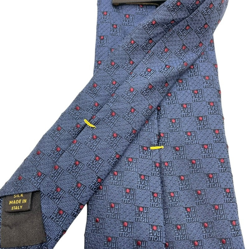 ルイ・ヴィトン LOUIS VUITTON ダミエ柄 シルクネクタイ ネイビー