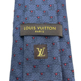 ルイ・ヴィトン LOUIS VUITTON ダミエ柄 シルクネクタイ ネイビー シルク100% メンズ ネクタイ