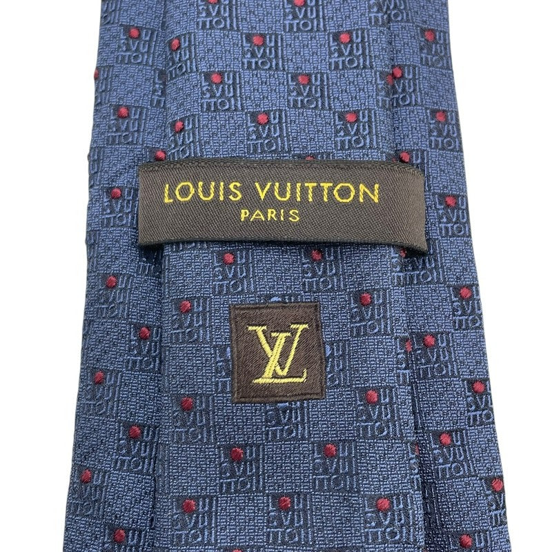 ルイ・ヴィトン LOUIS VUITTON ダミエ柄 シルクネクタイ ネイビー