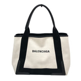 バレンシアガ BALENCIAGA ネイビーカバスS 339933 ホワイト・ブラック キャンバス レディース ハンドバッグ