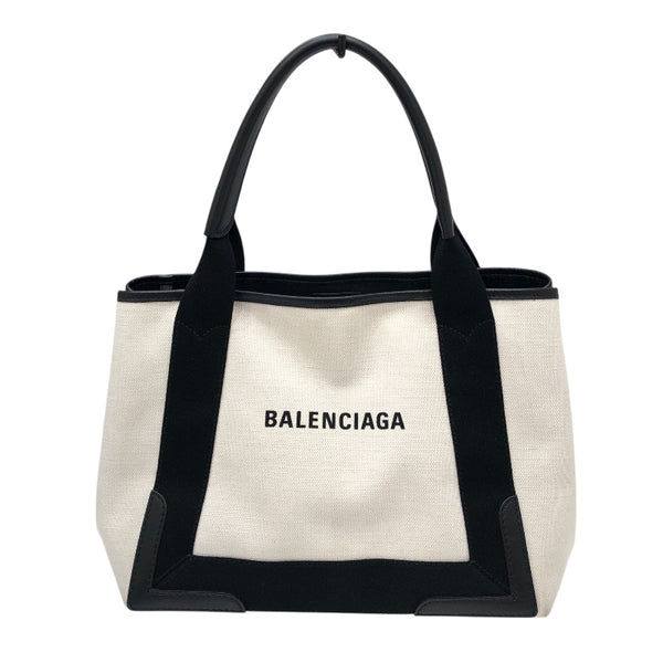 バレンシアガ BALENCIAGA ネイビーカバスS 339933 ホワイト・ブラック キャンバス レディース ハンドバッグ