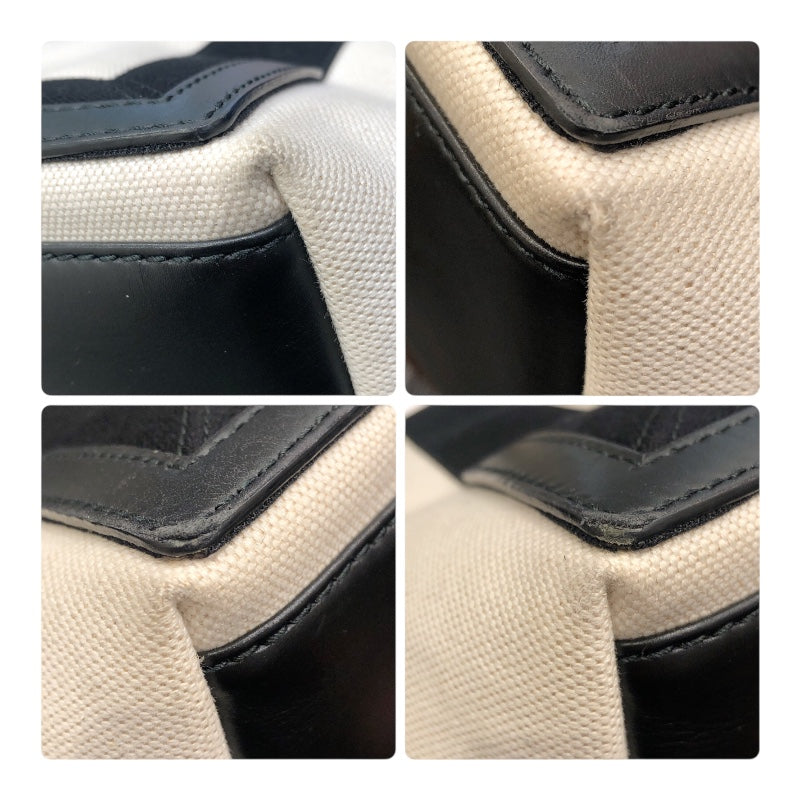 バレンシアガ BALENCIAGA ネイビーカバスS 339933 ホワイト・ブラック キャンバス レディース ハンドバッグ