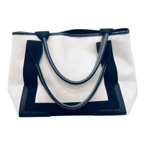 バレンシアガ BALENCIAGA ネイビーカバスS 339933 ホワイト・ブラック キャンバス レディース ハンドバッグ