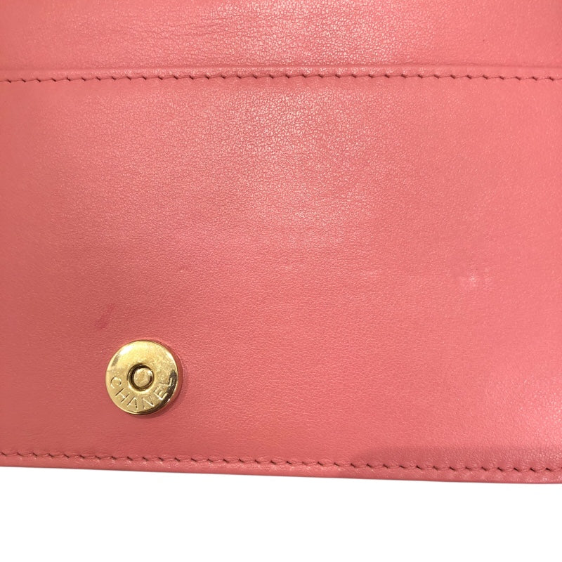 シャネル CHANEL カメリア チェーンウォレット A82336 ピンク GD金具 キャビアスキン レディース ショルダーバッグ
