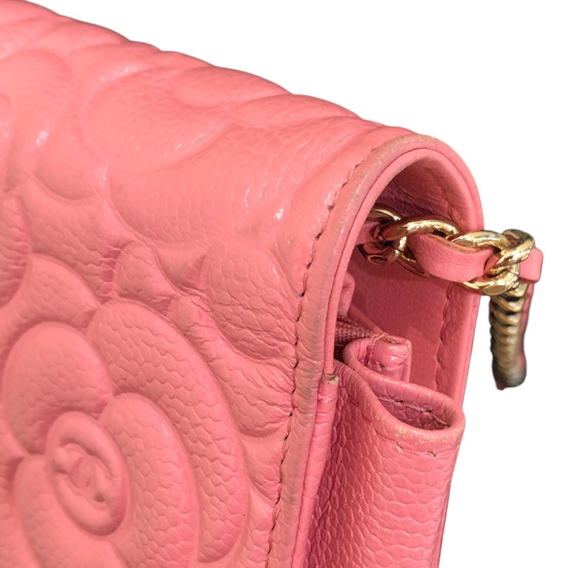 シャネル CHANEL カメリア チェーンウォレット A82336 ピンク GD