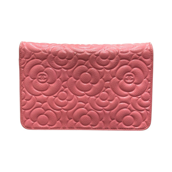 シャネル CHANEL カメリア チェーンウォレット A82336 ピンク GD金具 キャビアスキン レディース ショルダーバッグ