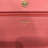 シャネル CHANEL カメリア チェーンウォレット A82336 ピンク GD金具 キャビアスキン レディース ショルダーバッグ