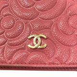 シャネル CHANEL カメリア チェーンウォレット A82336 ピンク GD金具 キャビアスキン レディース ショルダーバッグ