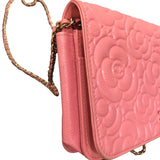 シャネル CHANEL カメリア チェーンウォレット A82336 ピンク GD金具 キャビアスキン レディース ショルダーバッグ