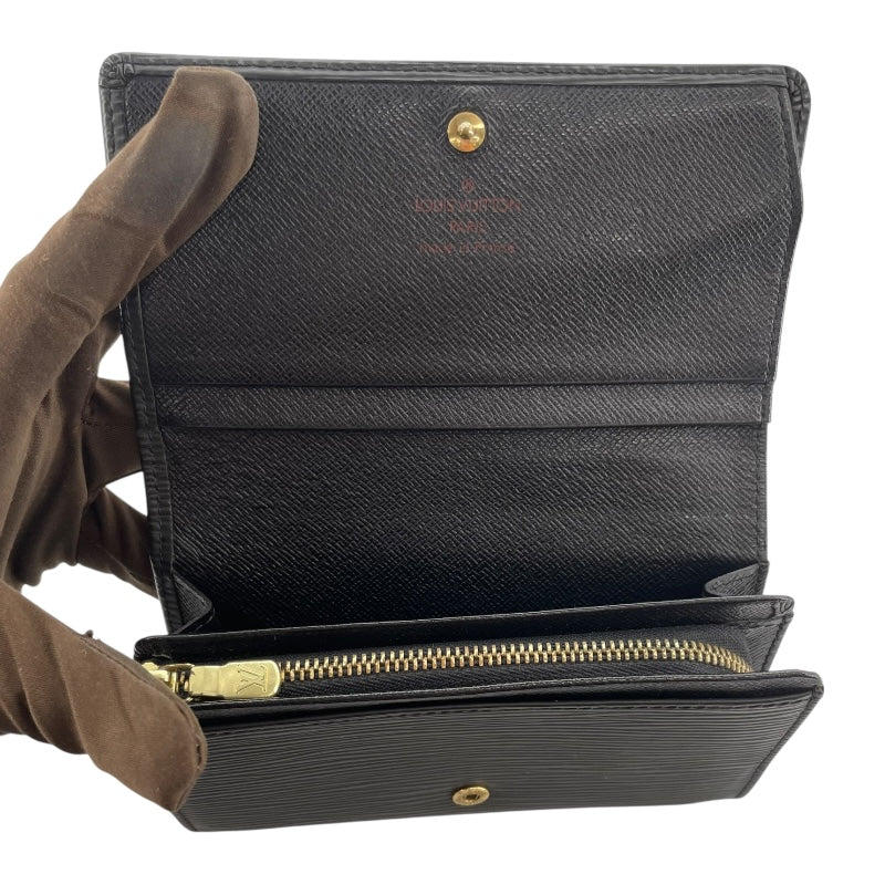 ルイ・ヴィトン LOUIS VUITTON ポルトフォイユトレゾール M63972 ブラック エピ ユニセックス 二つ折り財布