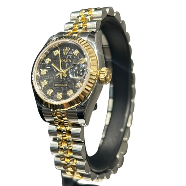 ロレックス ROLEX デイトジャスト26 ホリコン V番 179173G ブラック YG×SS レディース 腕時計
