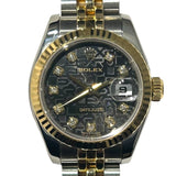 ロレックス ROLEX デイトジャスト26 ホリコン V番 179173G ブラック YG×SS レディース 腕時計