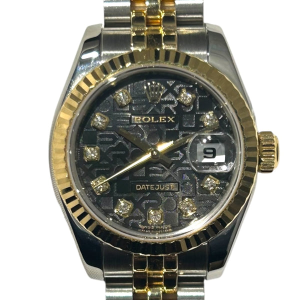 ロレックス ROLEX デイトジャスト26 ホリコン V番 179173G ブラック YG×SS レディース 腕時計