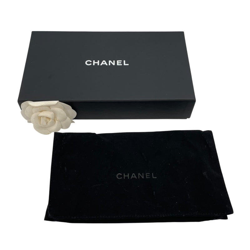 シャネル CHANEL ダイヤゴナルココマークラウンドファスナー財布 22番台 ブラック GD金具 レザー レディース 長財布