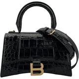 バレンシアガ BALENCIAGA アワーグラスXS 5928331 ブラック レザー レディース ショルダーバッグ