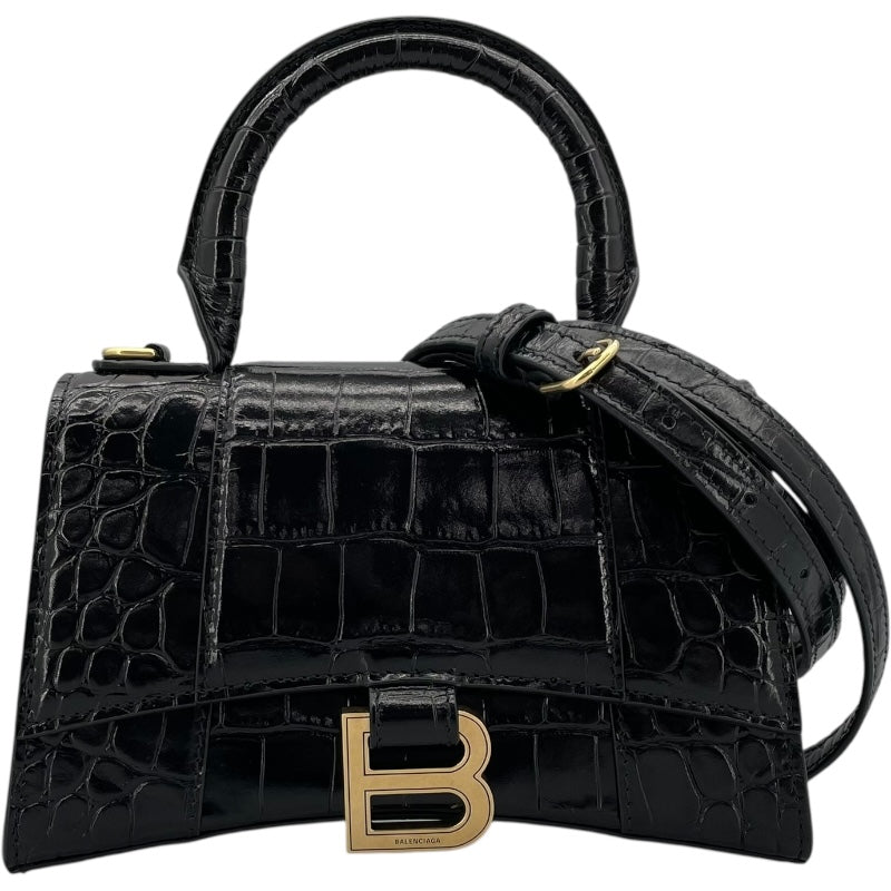 バレンシアガ BALENCIAGA アワーグラスXS 5928331 ブラック レザー レディース ショルダーバッグ