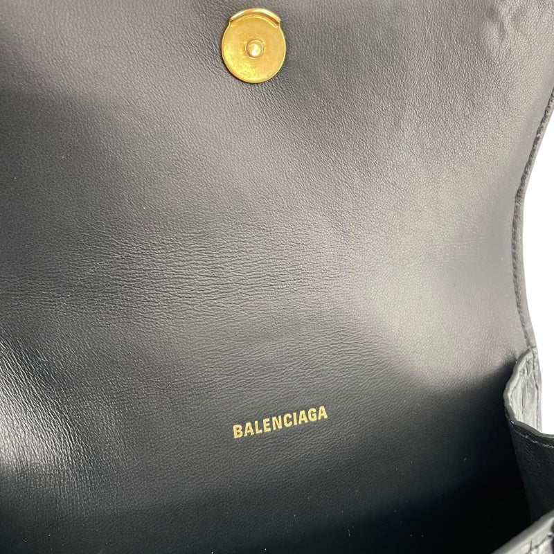 バレンシアガ BALENCIAGA アワーグラスXS 5928331 ブラック レザー レディース ショルダーバッグ