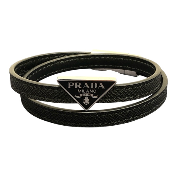プラダ PRADA サフィアーノ レザーブレスレット ブラック レザー/メタル アクセサリー