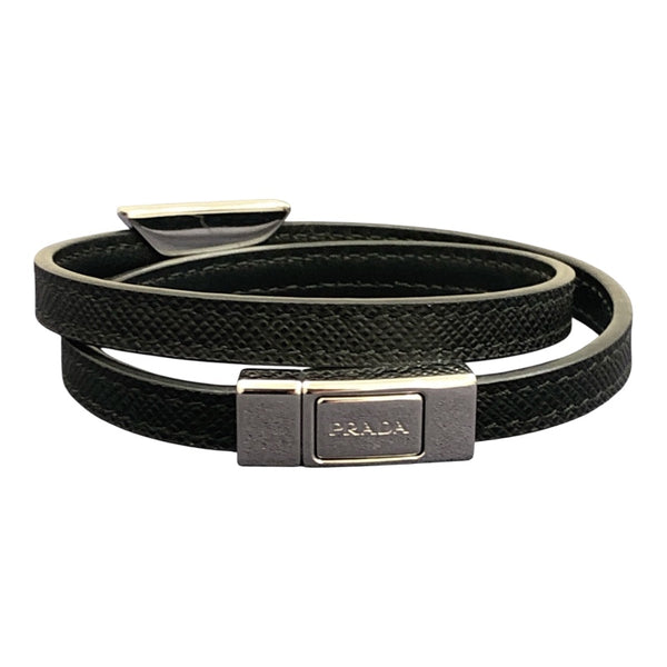 プラダ PRADA サフィアーノ レザーブレスレット ブラック レザー/メタル アクセサリー