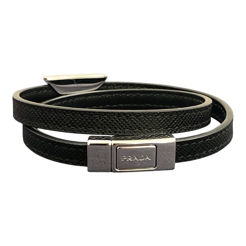 プラダ PRADA サフィアーノ レザーブレスレット ブラック レザー/メタル アクセサリー