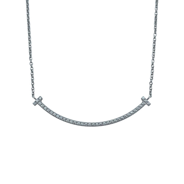 ティファニー TIFFANY＆CO Tスマイルダイヤネックレス ホワイトゴールド Au750 ジュエリー