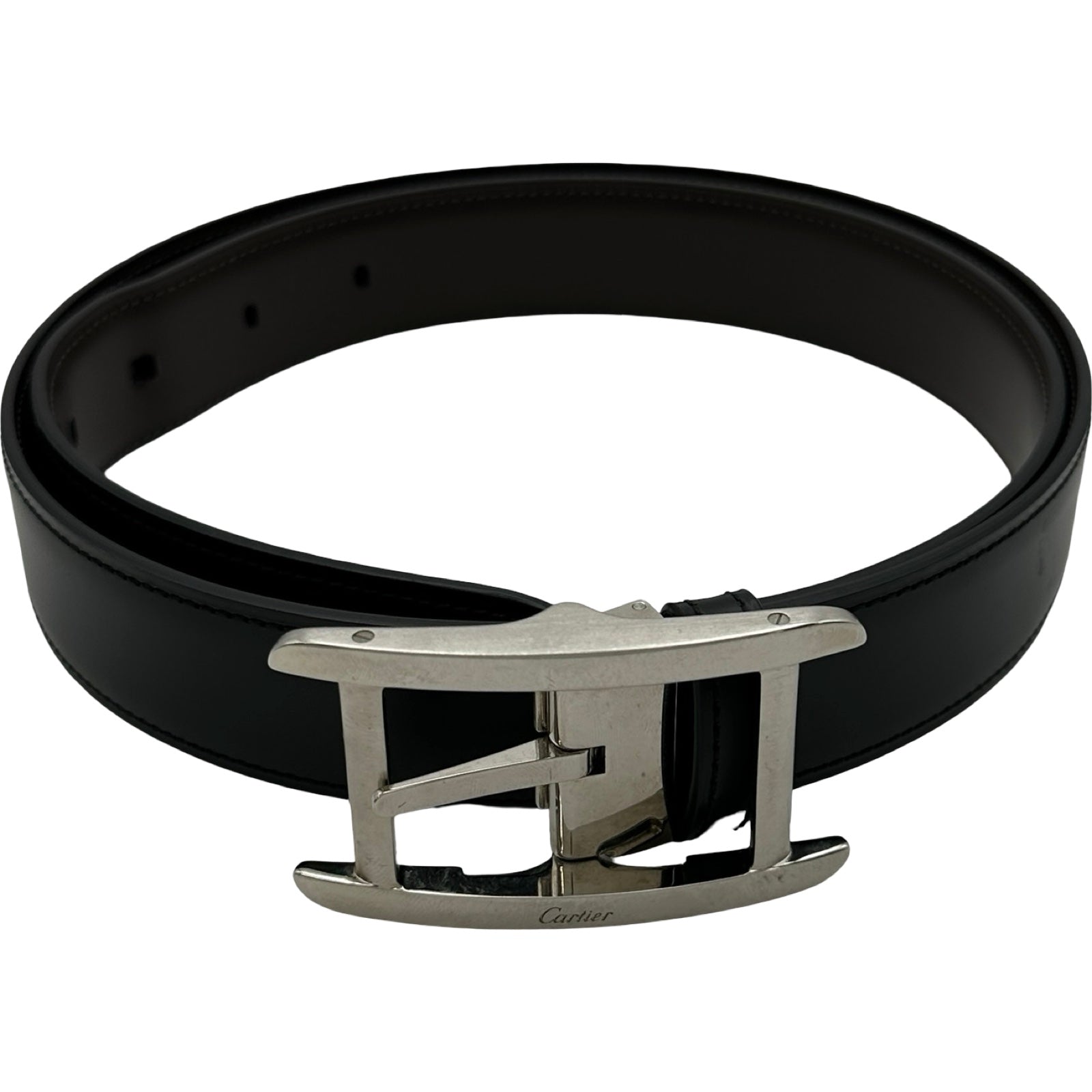 ※JJ※【美品】Cartier カルティエ ベルト カルティエ Cartier タンクベルト ブラック/ブラウン シルバー金具