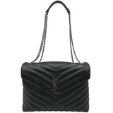サンローラン SAINT LAURENT ルル ミディアム 574946 ブラック シルバー金具 カーフ レディース ショルダーバッグ