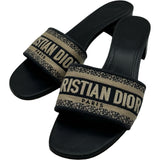 クリスチャン・ディオール Christian Dior Dway ヒールスライドサンダル KCQ915ERC ネイビー コットン レディース サンダル
