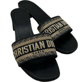 クリスチャン・ディオール Christian Dior Dway ヒールスライドサンダル KCQ915ERC ネイビー コットン レディース サンダル