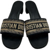 クリスチャン・ディオール Christian Dior Dway ヒールスライドサンダル KCQ915ERC ネイビー コットン レディース サンダル