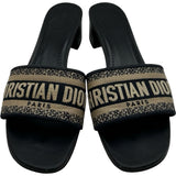 クリスチャン・ディオール Christian Dior Dway ヒールスライドサンダル KCQ915ERC ネイビー コットン レディース サンダル