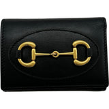 グッチ GUCCI ホースビットコンパクトウォレット 644462 ブラック ゴールド金具 レザー レディース 三つ折り財布