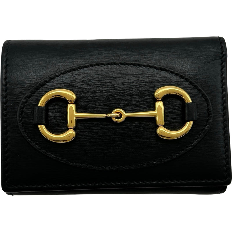 GUCCI ブラックレザー首輪 ゴールド金具付き グッチ GUCCI ホースビットコンパクトウォレット 644462 ブラック