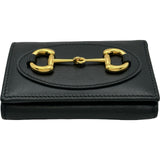 グッチ GUCCI ホースビットコンパクトウォレット 644462 ブラック ゴールド金具 レザー レディース 三つ折り財布