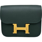 エルメス HERMES コンスタンススリム ヴェルソ W刻印 ヴェールフォンセ/モワイヤン ゴールド金具 エバーカラー レディース 二つ折り財布