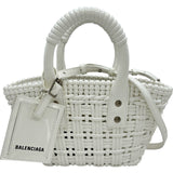 バレンシアガ BALENCIAGA ビストロXXS 678028 ホワイト シルバー金具 エナメル レディース トートバッグ