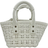 バレンシアガ BALENCIAGA ビストロXXS 678028 ホワイト シルバー金具 エナメル レディース トートバッグ