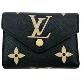 ルイ・ヴィトン LOUIS VUITTON ポルトフォイユ・ヴィクトリーヌ M80968 ブラック モノグラムバイカラーアンプラント レディース 三つ折り財布