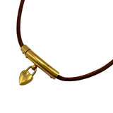 エルメス HERMES ヴィヴィリデファンタジーチョーカー ブラウン ゴールド金具 レザー/メタル アクセサリー