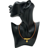 エルメス HERMES ヴィヴィリデファンタジーチョーカー ブラウン ゴールド金具 レザー/メタル アクセサリー