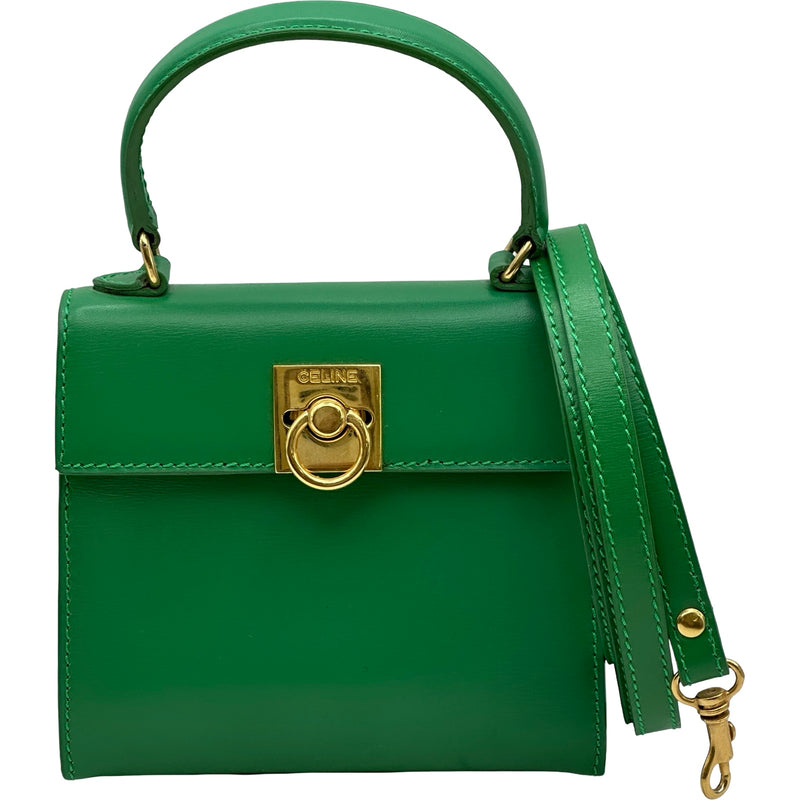 セリーヌ CELINE トップハンドルミニ2WAYショルダー グリーン ゴールド