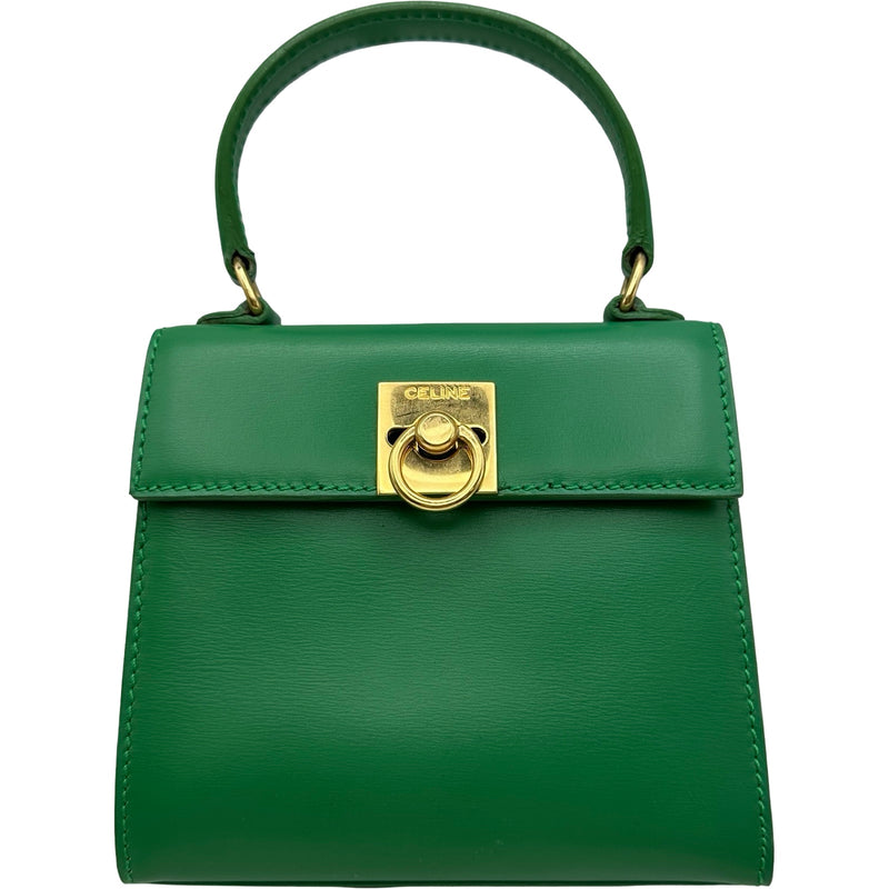 セリーヌ CELINE トップハンドルミニ2WAYショルダー グリーン ゴールド