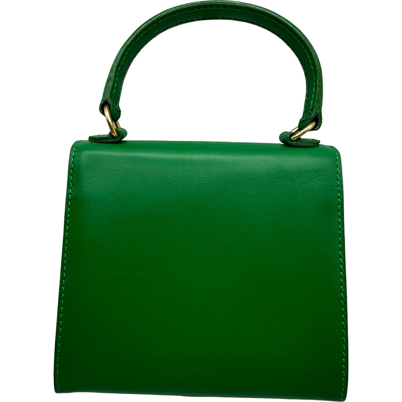 CELINE セリーヌ ハンドバッグ スクエア　ナイロン　モスグリーン セリーヌ CELINE トップハンドルミニ2WAYショルダー グリーン ゴールド