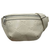 グッチ GUCCI GGエンボスベルトバッグ 658582 アイボリー系 シルバー金具 レザー メンズ ウエストバッグ