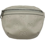 グッチ GUCCI GGエンボスベルトバッグ 658582 アイボリー系 シルバー金具 レザー メンズ ウエストバッグ