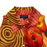 グッチ GUCCI ボタニカル柄シルクノースリーブワンピース オレンジ シルク レディース ワンピース