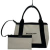 バレンシアガ BALENCIAGA ネイビーカバスS 339933 ブラック/アイボリー キャンバス/レザー ユニセックス ハンドバッグ